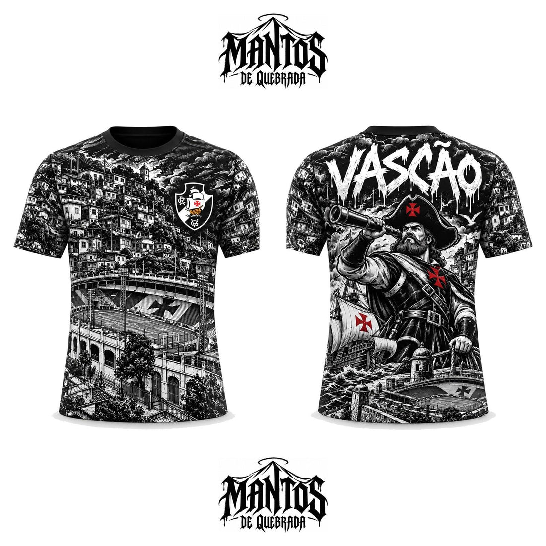 Camiseta de Quebrada Cruzmaltino São Januário, frente e costas