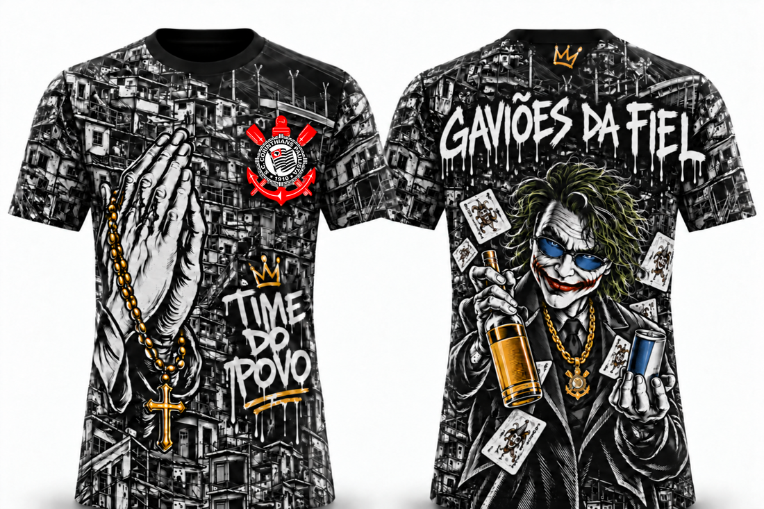 Camiseta de Quebrada Timão Coringão Time do Povo, frente e costas