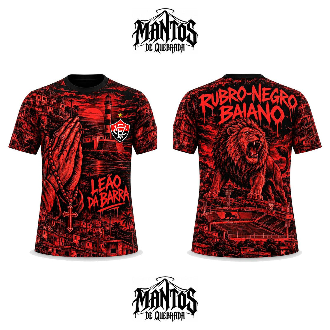 Camiseta de Quebrada Leão da Barra Farol da Barra, frente e costas