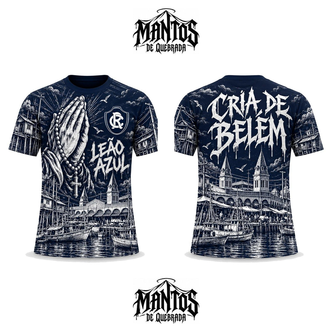 Camiseta de Quebrada Leão Azul Cria de Belém, frente e costas
