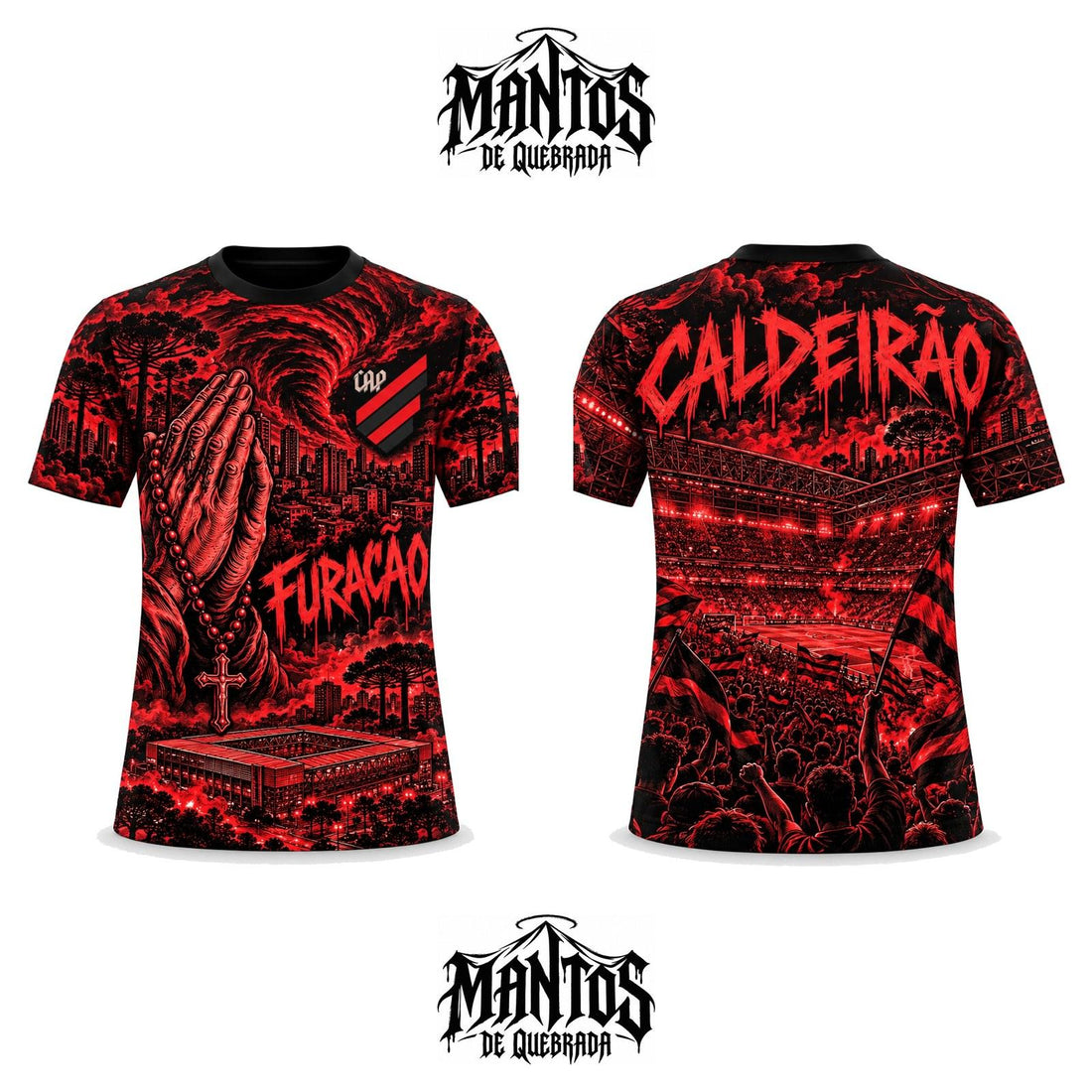 Camiseta de Quebrada Furacão Caldeirão Curitiba, frente e costas