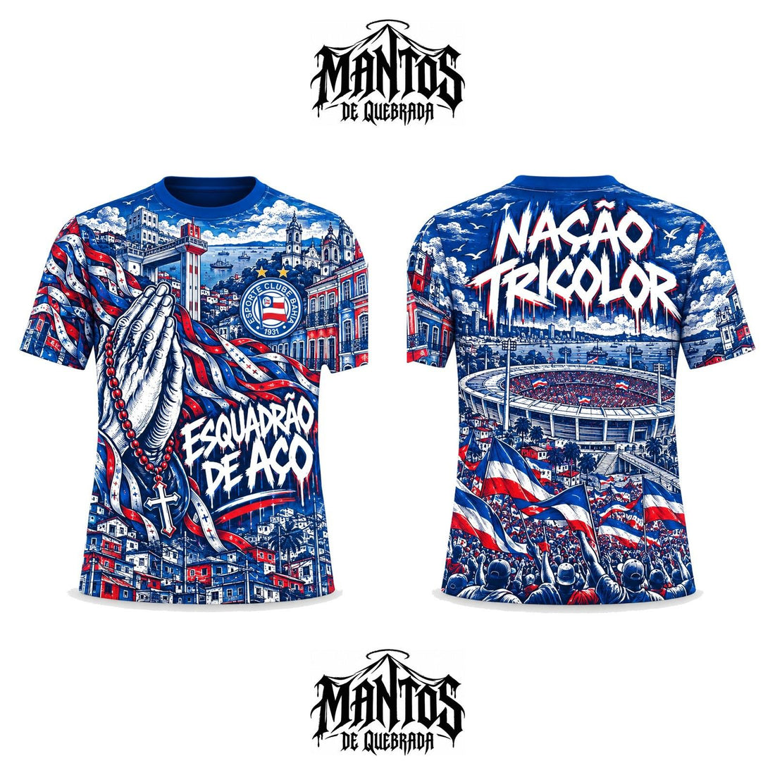 Camiseta de Quebrada Esquadrão de Aço Salvador, frente e costas