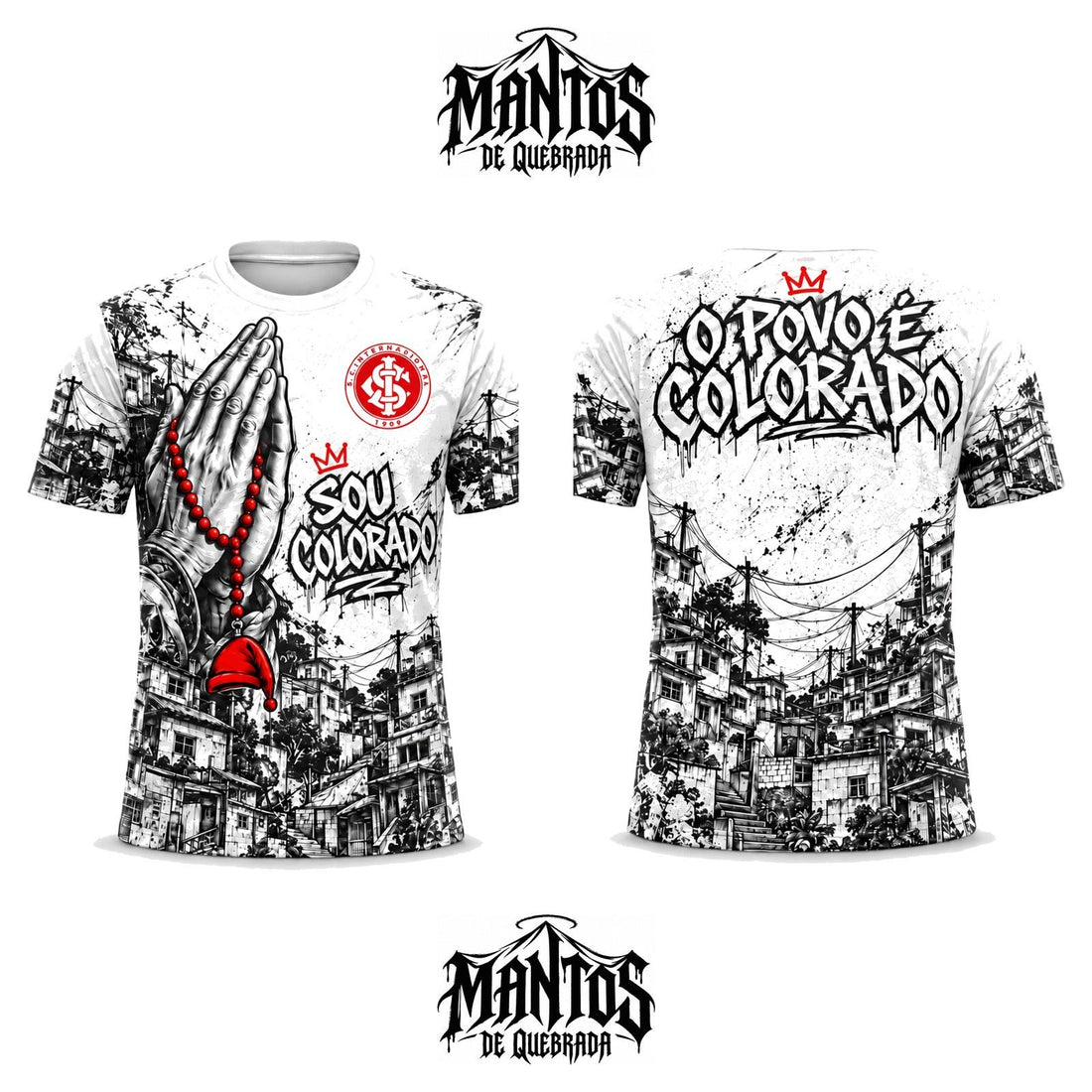 Camiseta de Quebrada Colorado O Povo é Colorado Versão Branca, frente e costas