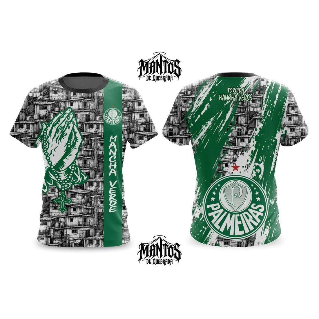 Camiseta de Quebrada Verdão Faixa Verde, frente e costas